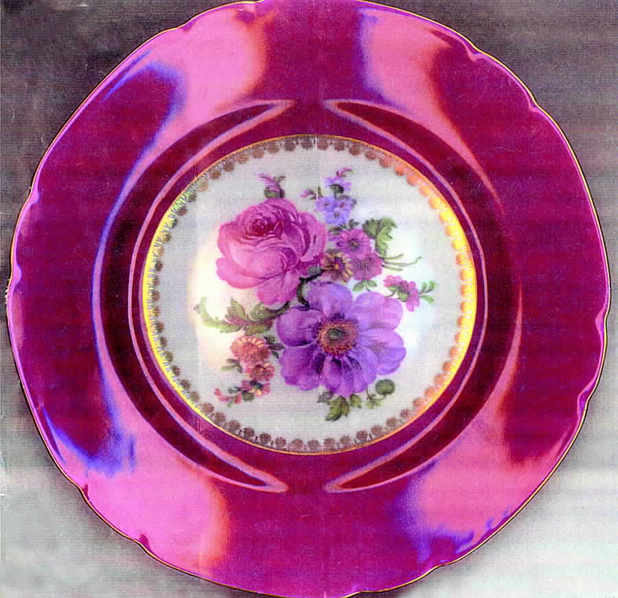 Vit153 Red Dinner Plate by Victoria (Czech)-1