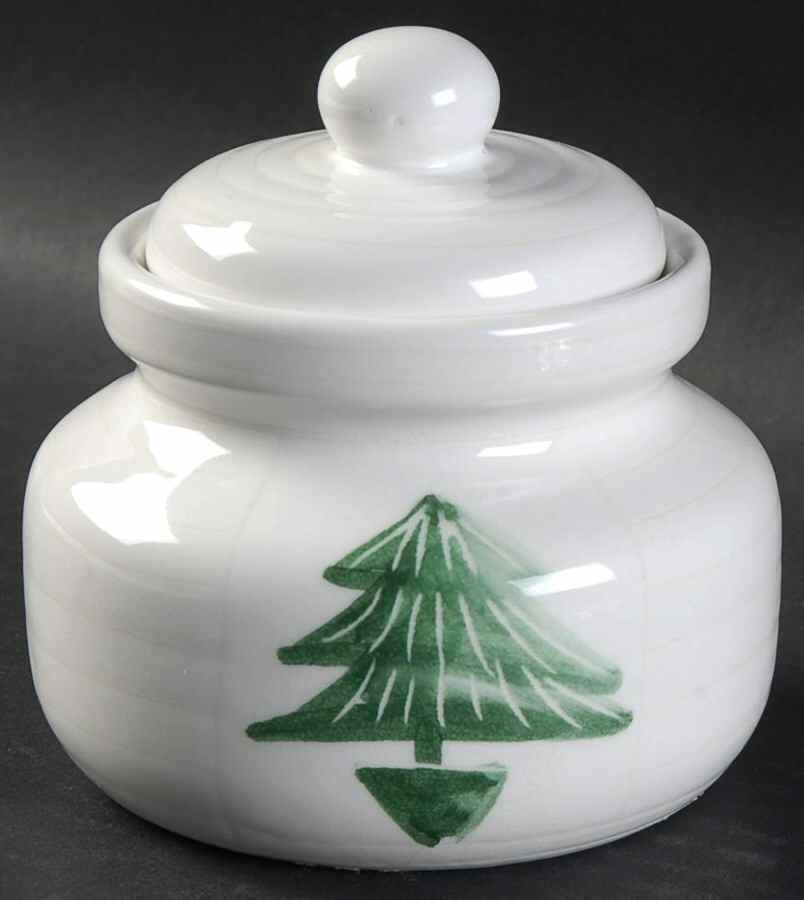Conifera Sugar Bowl & Lid by Vietri (Italy)-1