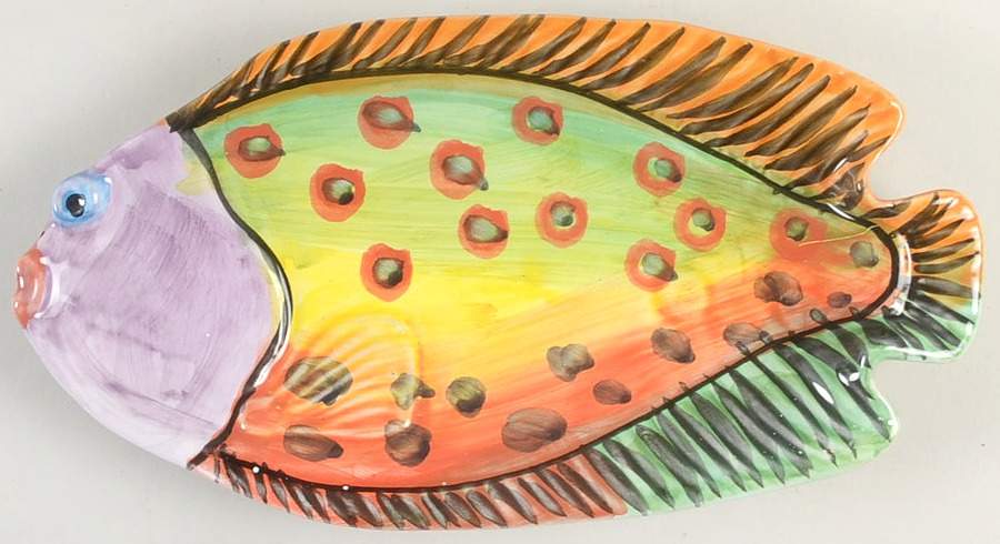 Acquario 9" Fish Plate by Vietri (Italy)-1