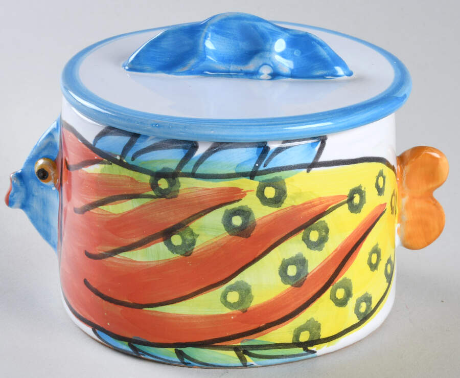 Acquario Sugar Bowl & Lid by Vietri (Italy)-1