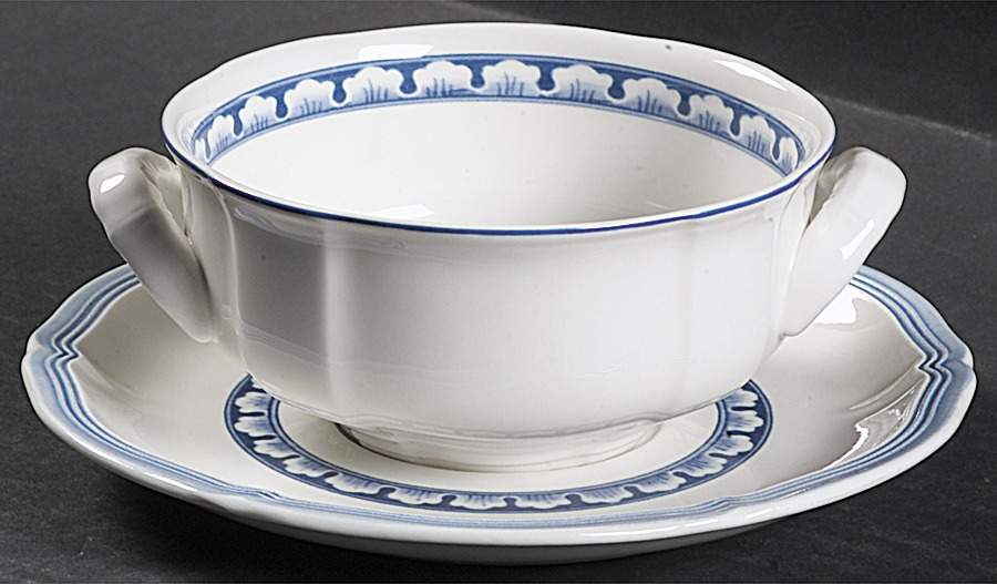 Casa Azul Flat Cream Soup Bowl & Breakfast Saucer Set by Villeroy & Boch-1