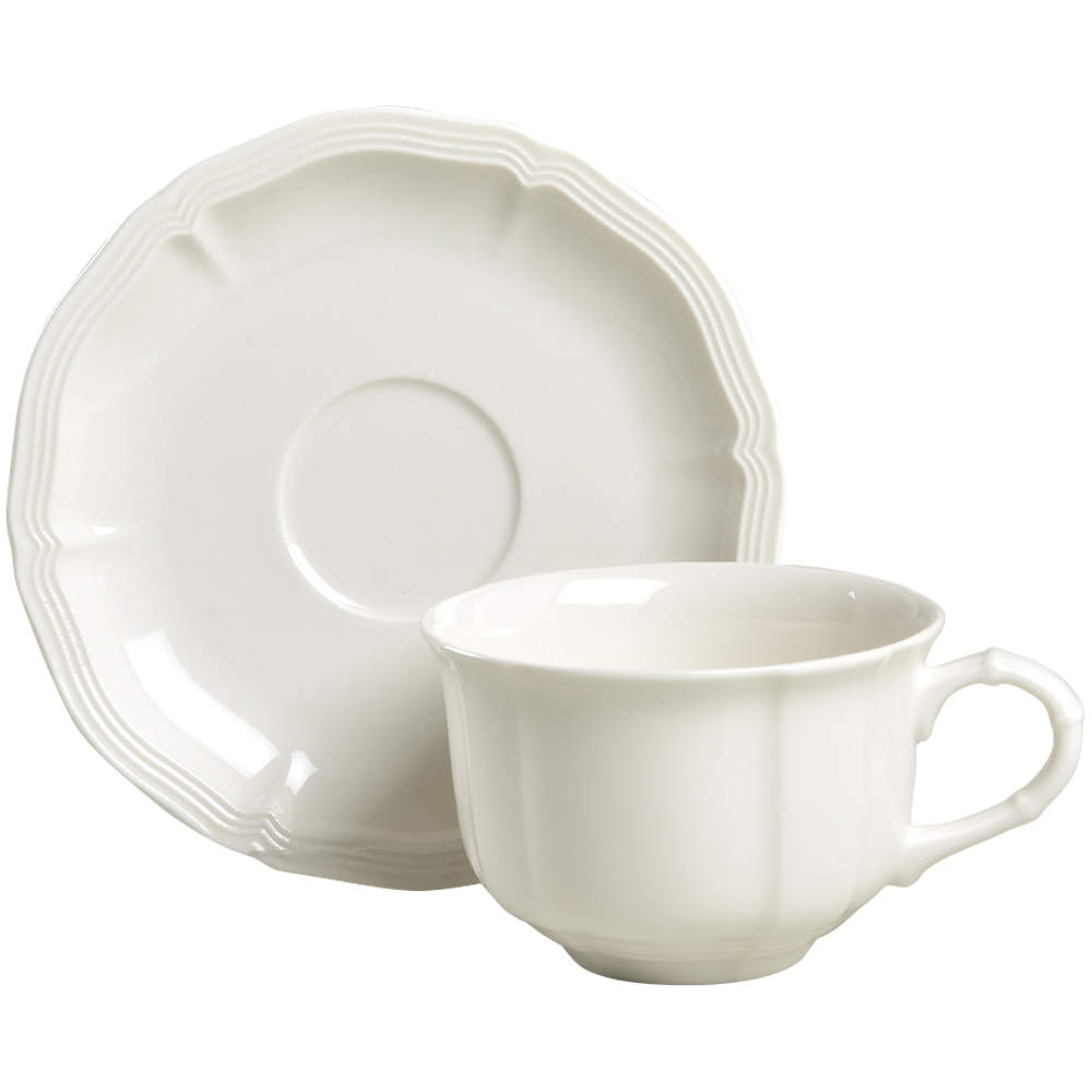 Chambord (White, Fine China) Flat Cup & Saucer Set by Villeroy & Boch-1
