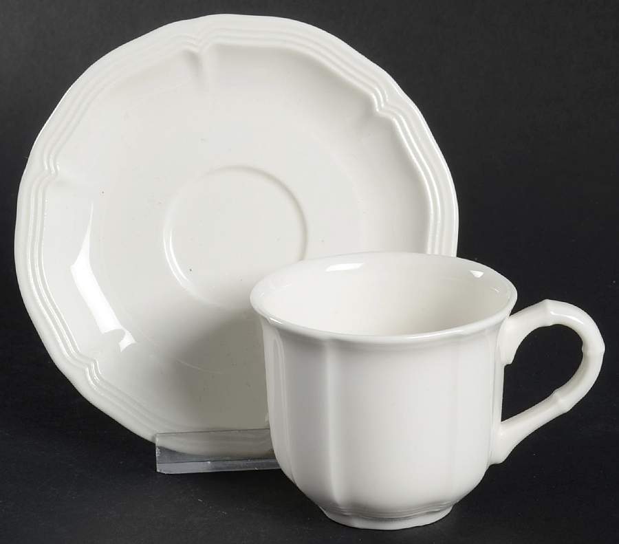 Chambord (White, Fine China) Flat Demitasse Cup & Saucer Set by Villeroy & Boch-1