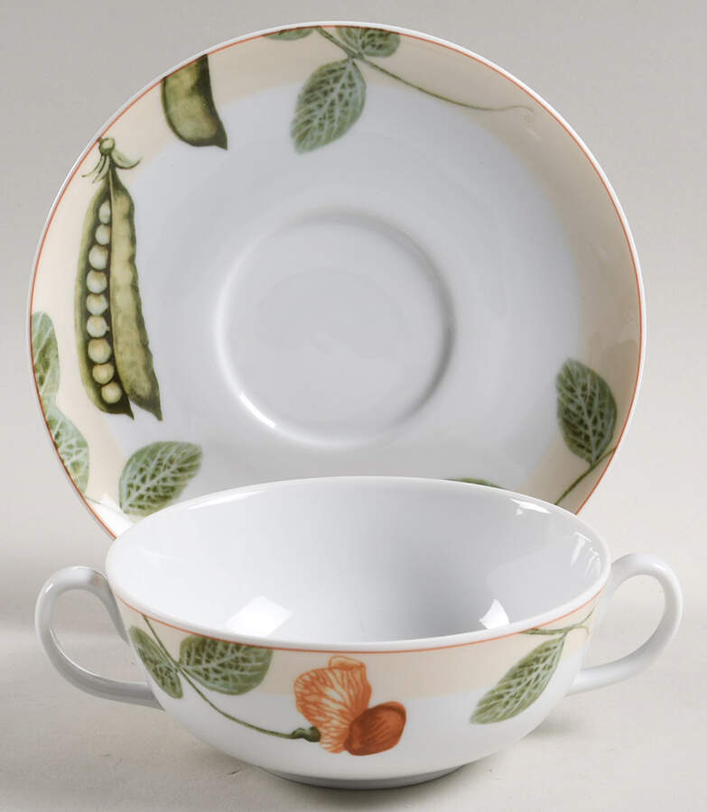 Botanica Flat Cream Soup Bowl & Saucer Set by Vista Alegre-1