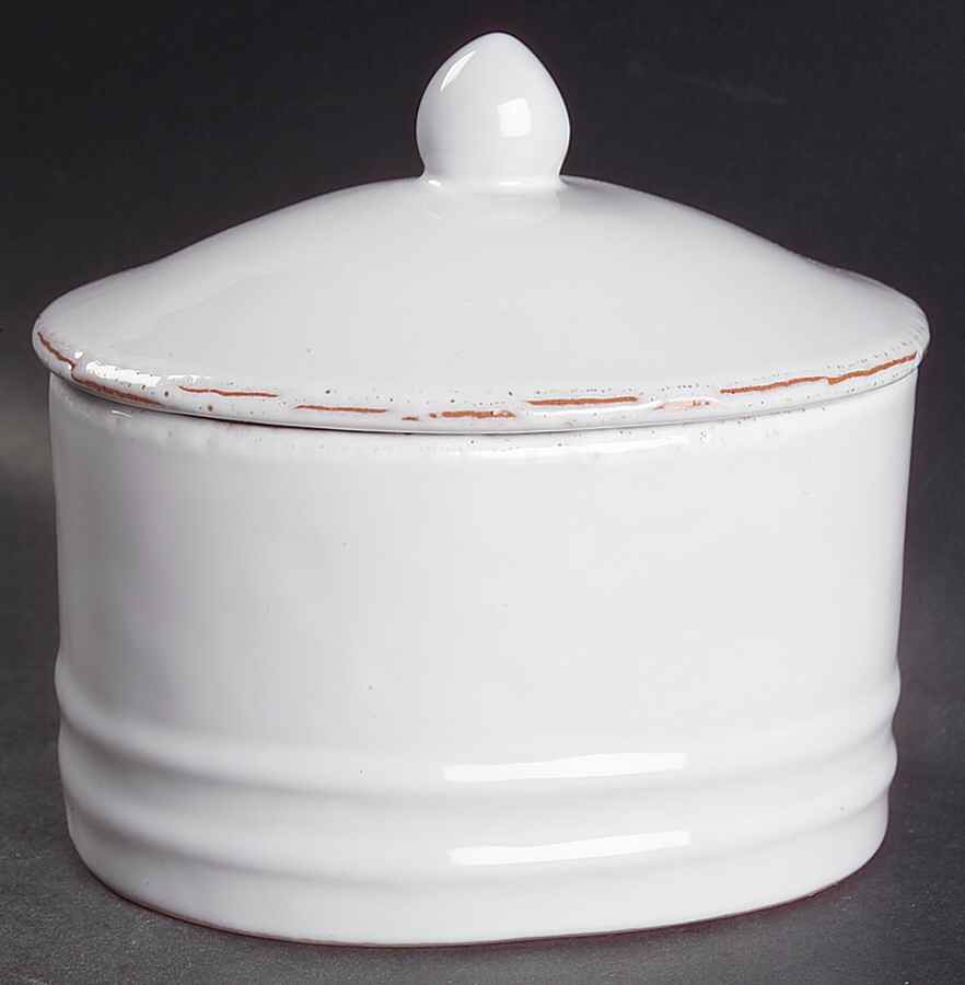 Bianco Oval Box & Lid by Vietri (Italy)-1