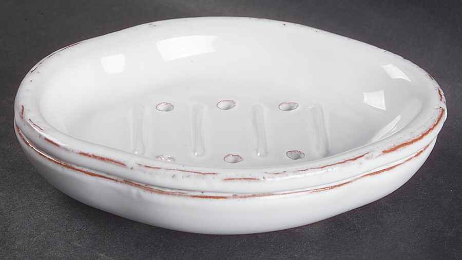 Bianco 2-Piece Soap Dish (Bowl and Strainer) by Vietri (Italy)-1