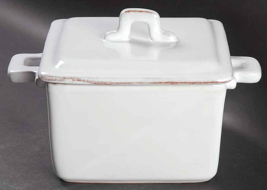 Bianco 2 Quart Square Casserole with Ceramic Lid by Vietri (Italy)-1