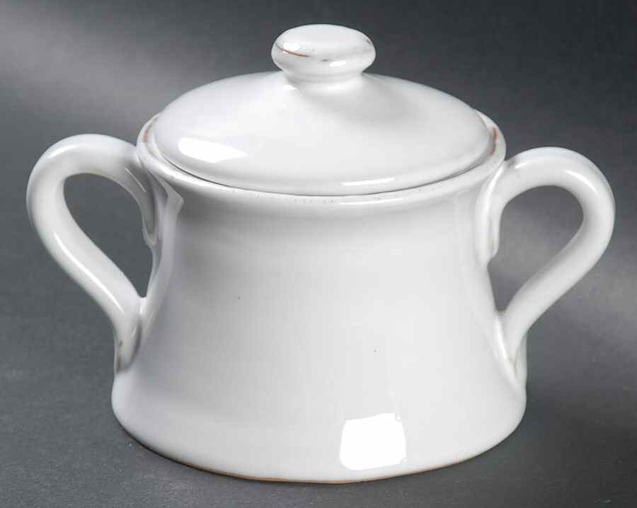 Bianco Sugar Bowl & Lid by Vietri (Italy)-1