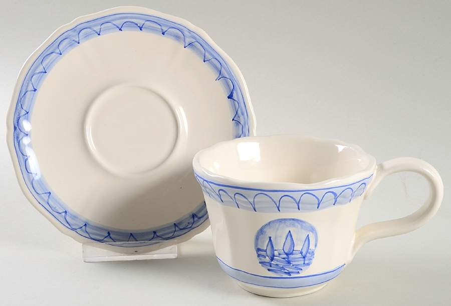 Fiesole Flat Cup & Saucer Set by Vietri (Italy)-1