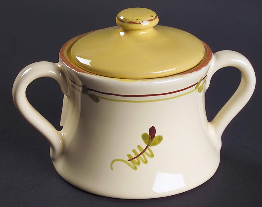 Fiori Di Bosco Sugar Bowl & Lid by Vietri (Italy)-1