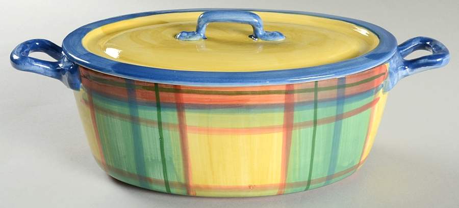 Madras 2 Quart Oval Covered Casserole by Vietri (Italy)-1
