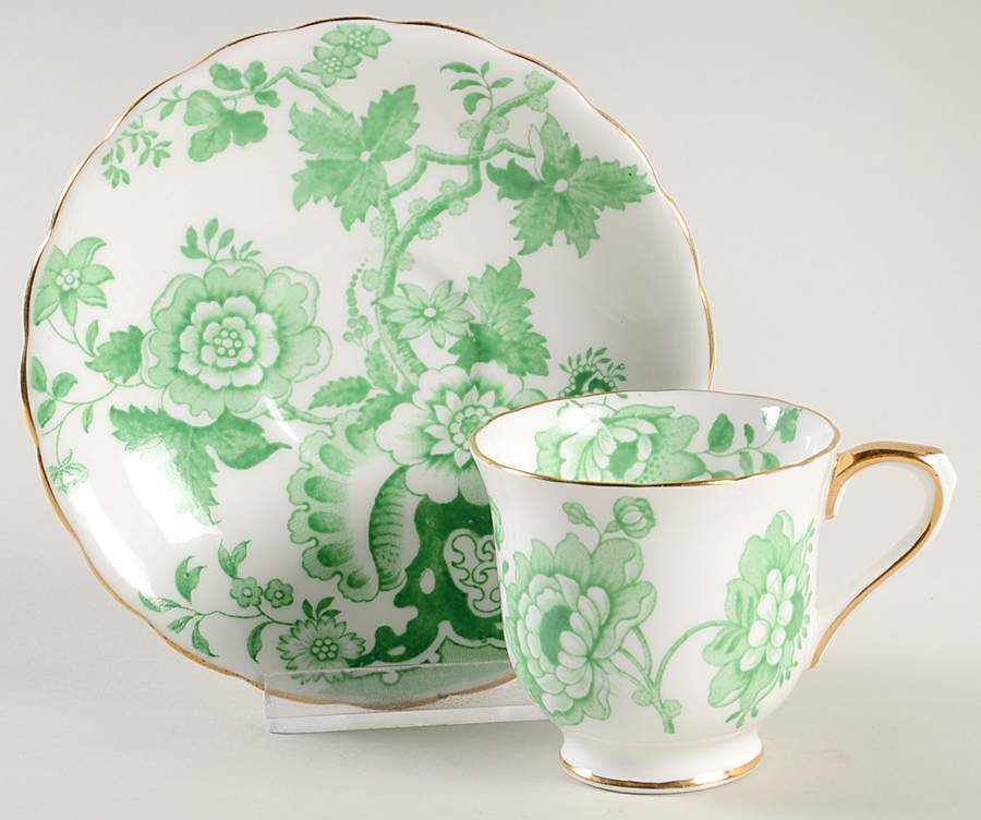 Mandarin Green Footed Demitasse Cup & Saucer Set by Cartwright & Edwards-1