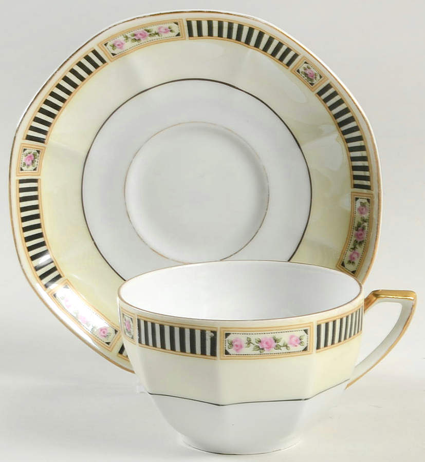 VIT182 Flat Cup & Saucer Set by Victoria (Czech)-1