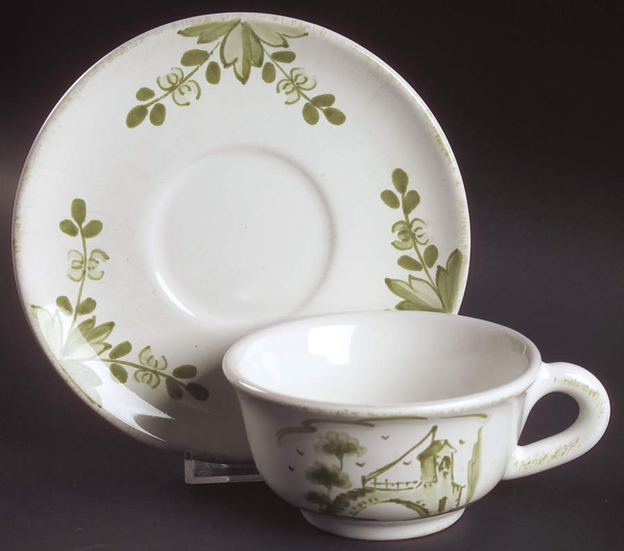 Borgo Antico Flat Cup & Saucer Set by Vietri (Italy)-1