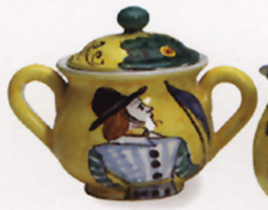 Dell'Arte Sugar Bowl & Lid by Vietri (Italy)-1