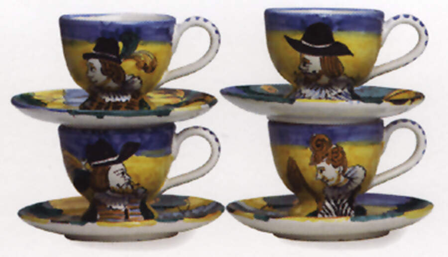 Dell'Arte Flat Cup & Saucer Set by Vietri (Italy)-1
