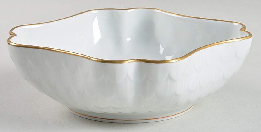 Florence (Gold Trim) 6" Square Vegetable Bowl by Vignaud-1
