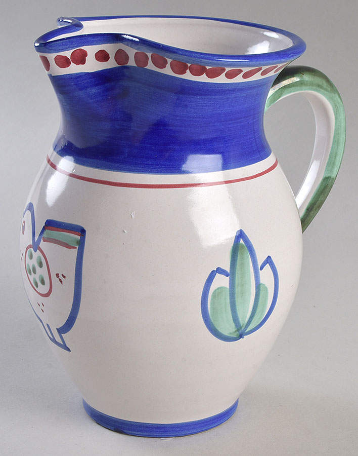 Campagna Chicken (Blue Border, Red Dots) 48 Oz Pitcher by Vietri (Italy)-1