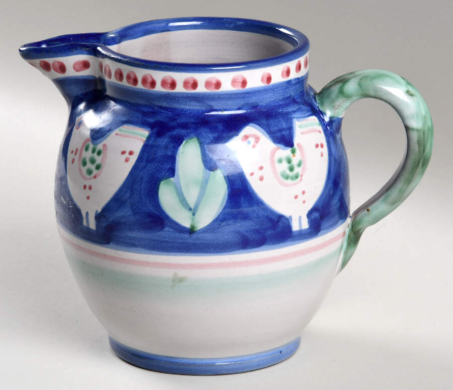 Campagna Chicken (Blue Border, Red Dots) 32 Oz Pitcher by Vietri (Italy)-1