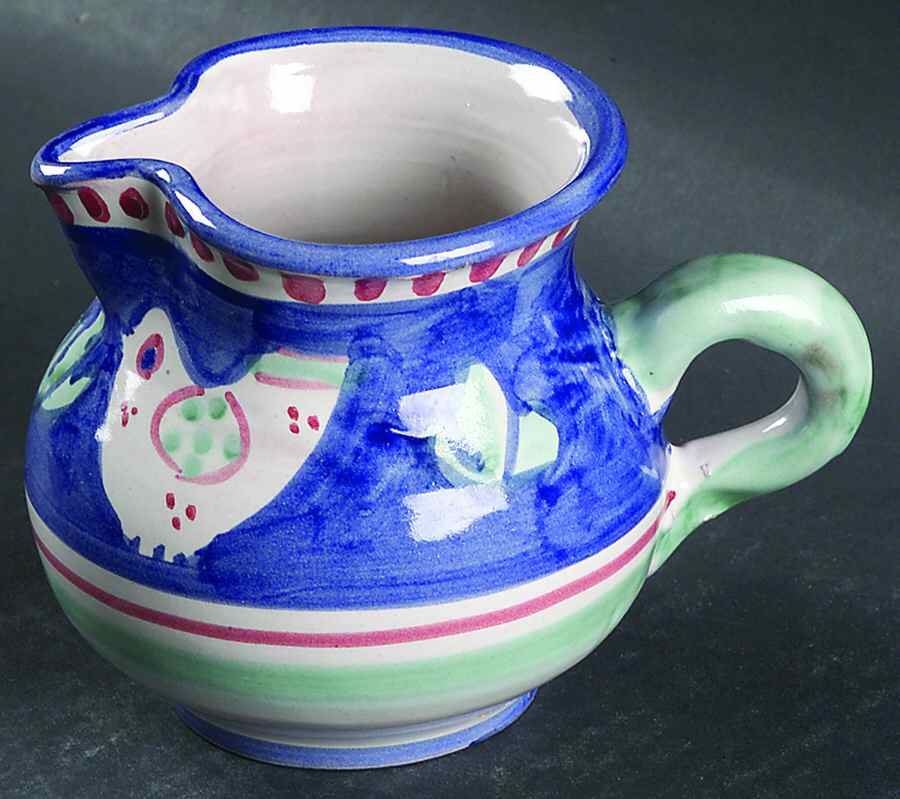 Campagna Chicken (Blue Border, Red Dots) Creamer by Vietri (Italy)-1