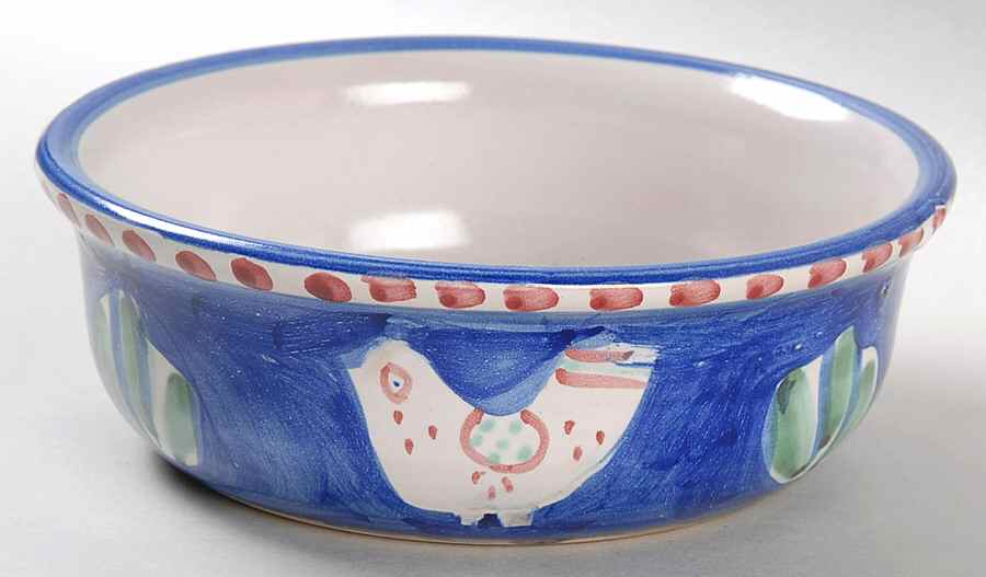 Campagna Chicken (Blue Border, Red Dots) Coupe Cereal Bowl by Vietri (Italy)-1