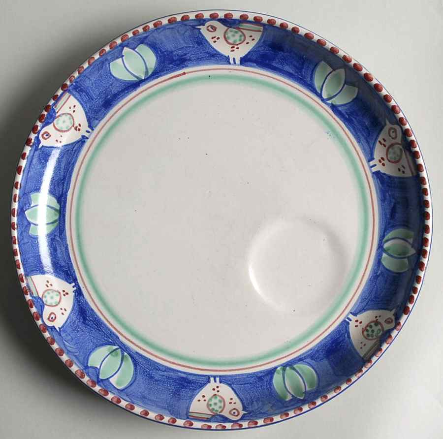 Campagna Chicken (Blue Border, Red Dots) Snack Plate by Vietri (Italy)-1