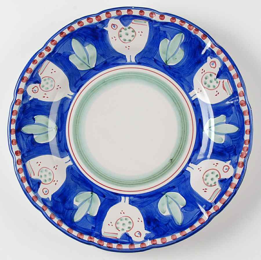 Campagna Chicken (Blue Border, Red Dots) Service Plate (Charger) by Vietri (Italy)-1
