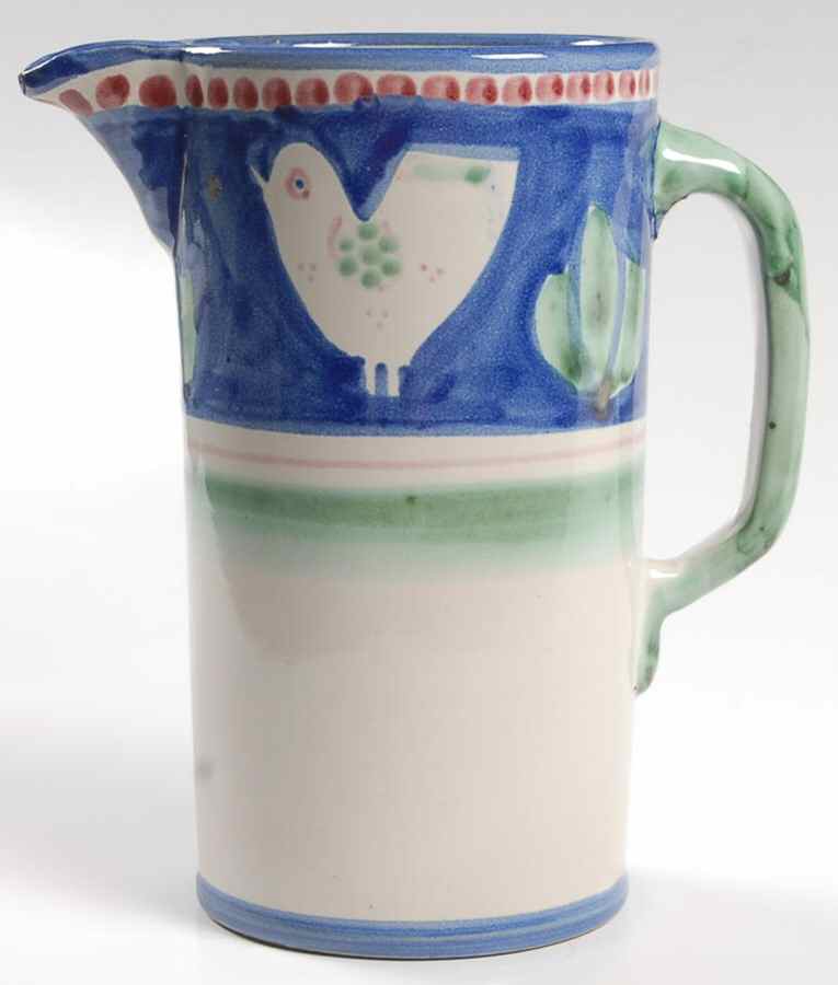 Campagna Chicken (Blue Border, Red Dots) 24 Oz Pitcher by Vietri (Italy)-1