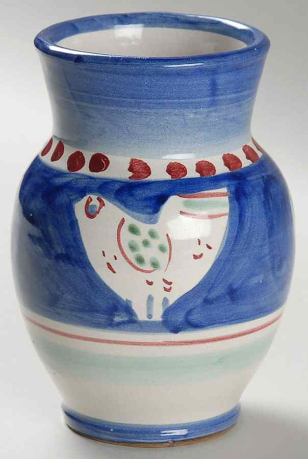 Campagna Chicken (Blue Border, Red Dots) 4" Vase by Vietri (Italy)-1