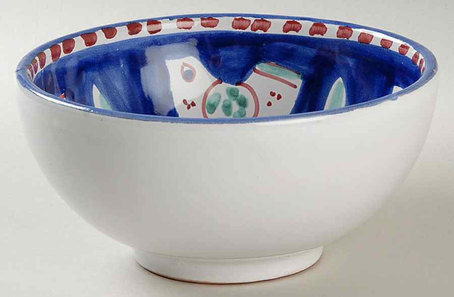 Campagna Chicken (Blue Border, Red Dots) Coupe Cereal Bowl by Vietri (Italy)-1