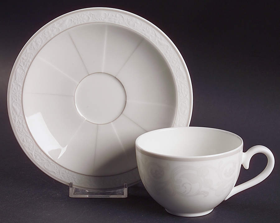 Gray Pearl Flat Cup & Saucer Set by Villeroy & Boch-1
