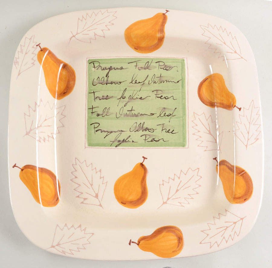 Plums and Pears Blue 15" Square Serving Platter by Vietri (Italy)-1