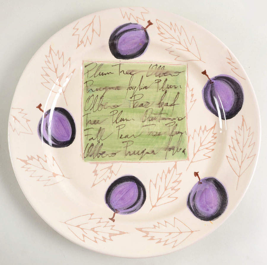 Plums and Pears Blue 13" Chop Plate (Round Platter) by Vietri (Italy)-1