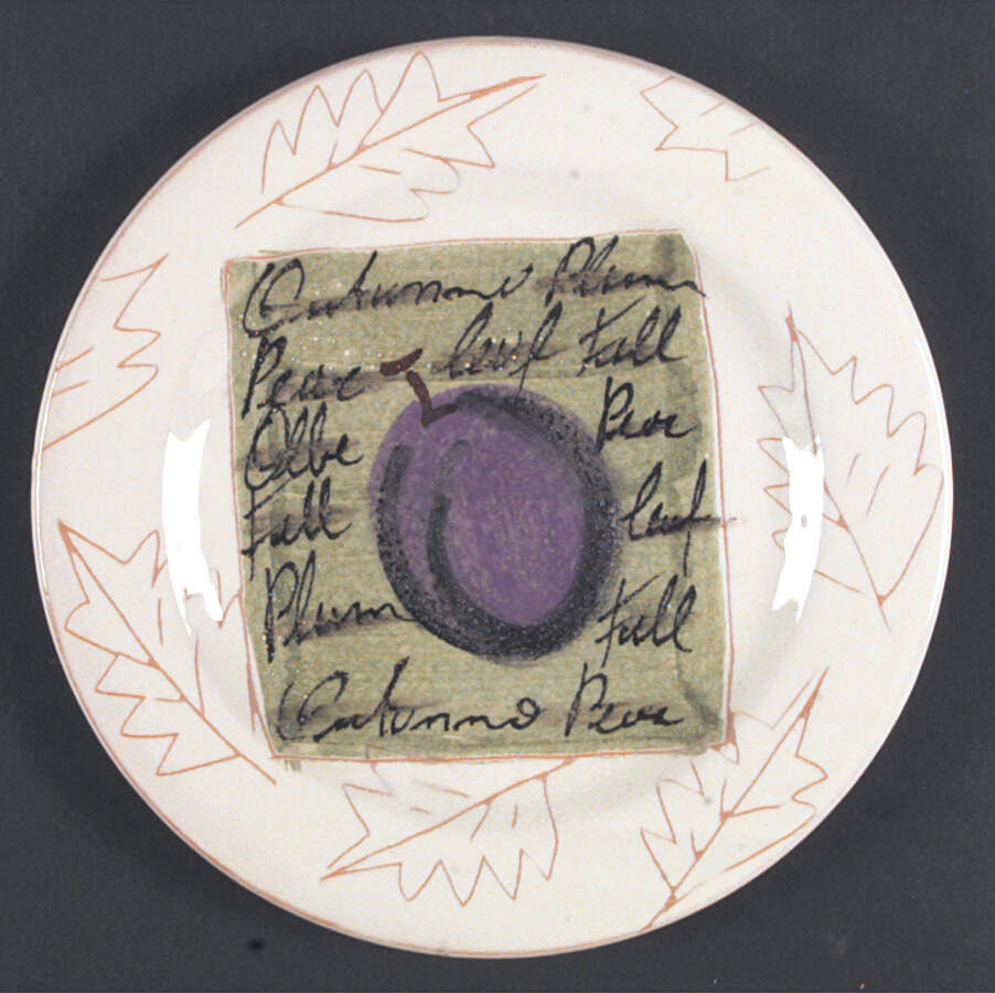 Plums and Pears Blue Salad Plate by Vietri (Italy)-1