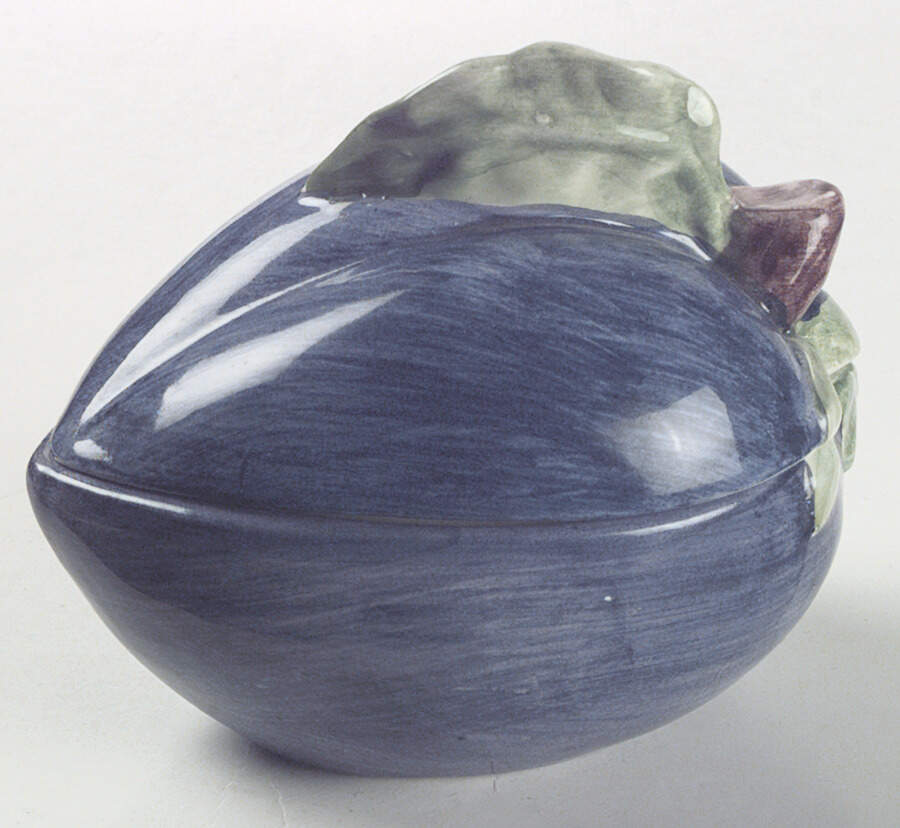 Plums and Pears Blue Figural Fruit Box & Lid by Vietri (Italy)-1