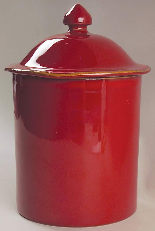 Rosso Vecchio Medium Canister & Lid by Vietri (Italy)-1