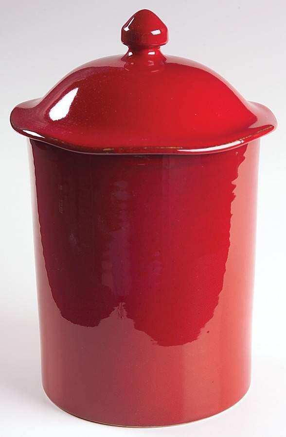 Rosso Vecchio Large Canister & Lid by Vietri (Italy)-1