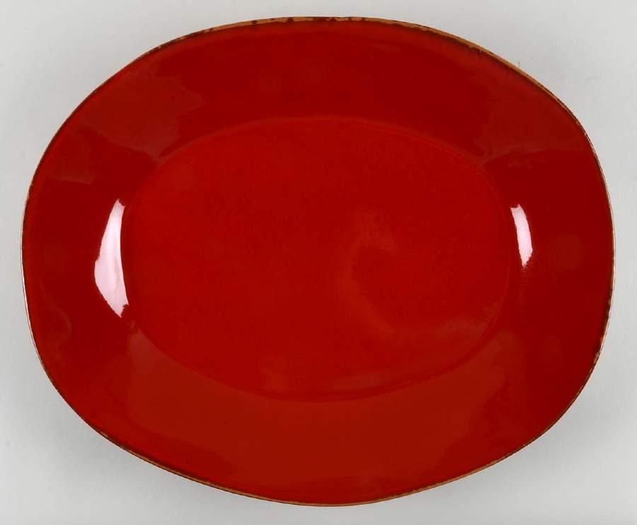 Rosso Vecchio 19" Oval Serving Platter by Vietri (Italy)-1