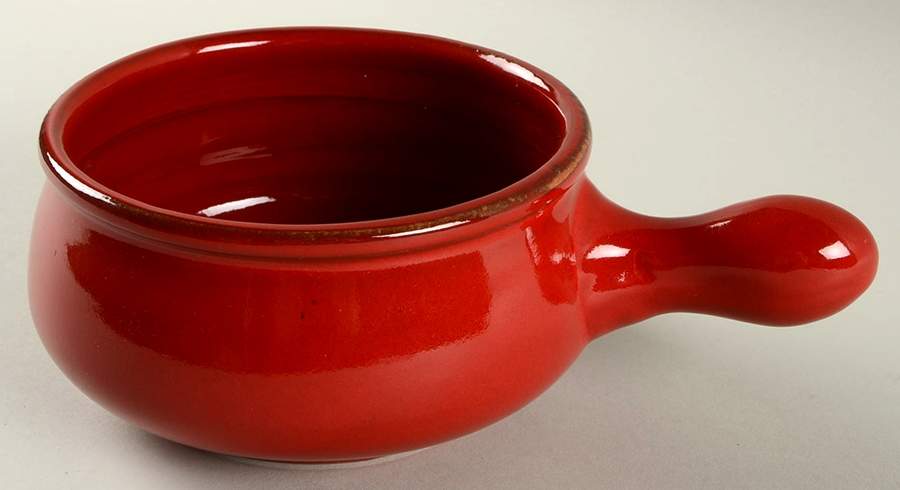 Rosso Vecchio 6" Handled Round Baker by Vietri (Italy)-1