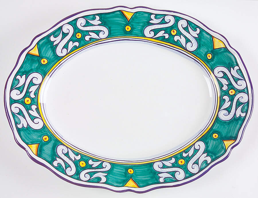 Umbria 14" Oval Serving Platter by Vietri (Italy)-1