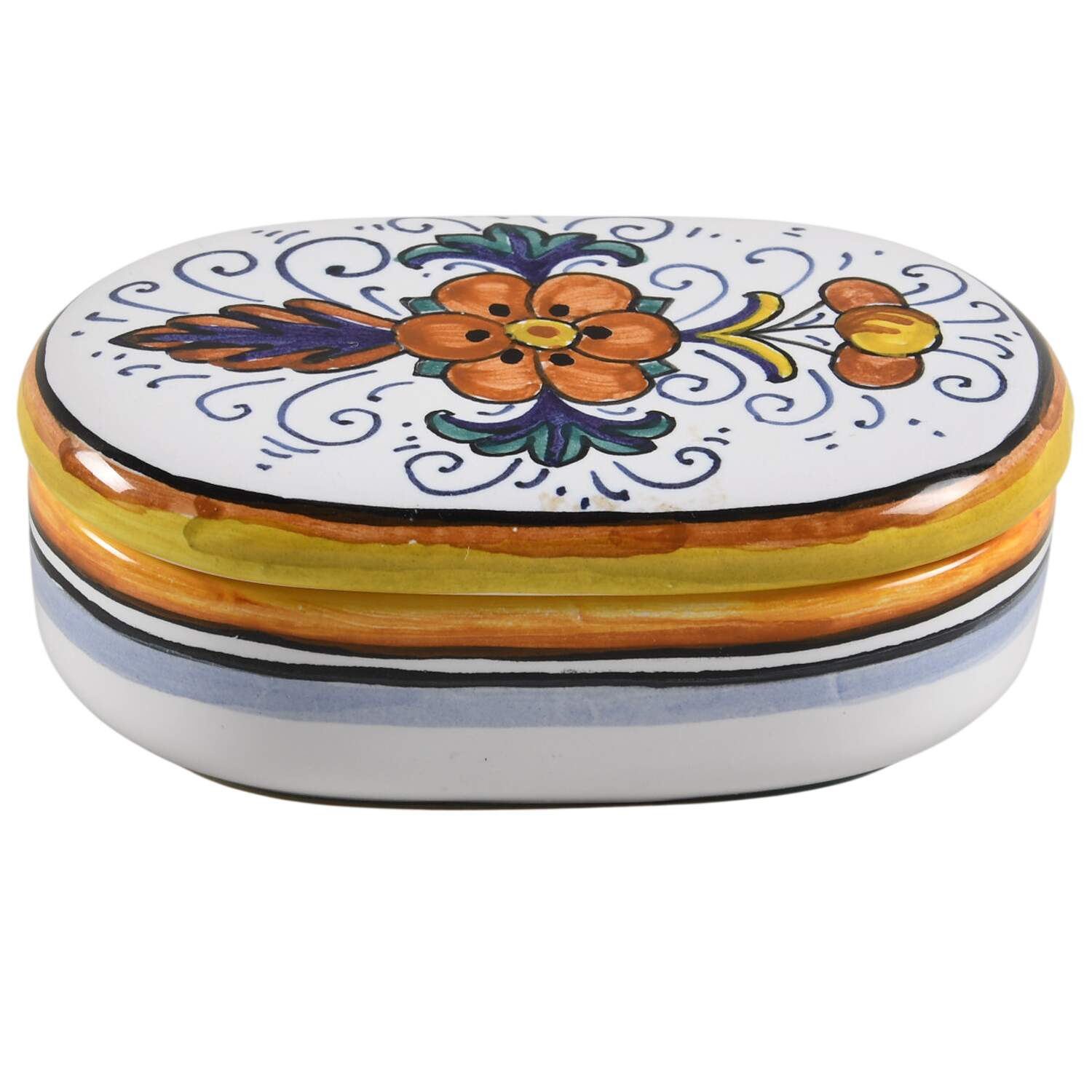 Umbria Trinket Box with Lid by Vietri (Italy)-1
