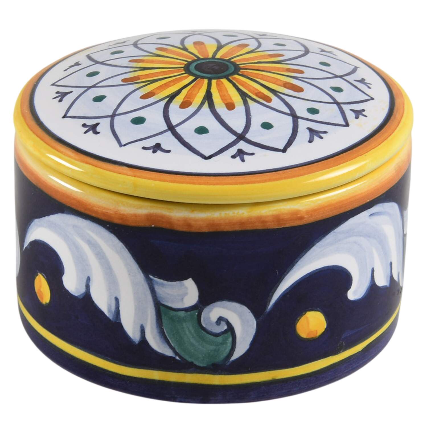 Umbria Trinket Box with Lid by Vietri (Italy)-1