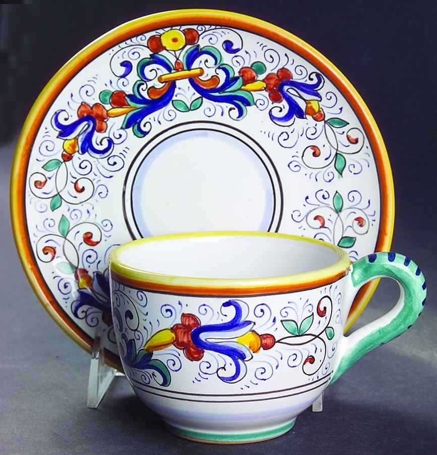 Umbria Flat Cup & Saucer Set by Vietri (Italy)-1