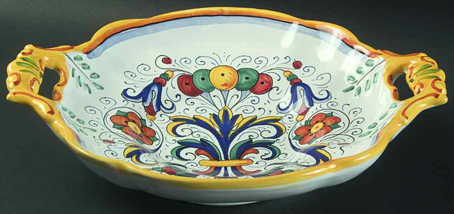 Umbria Round Handled Bowl by Vietri (Italy)-1