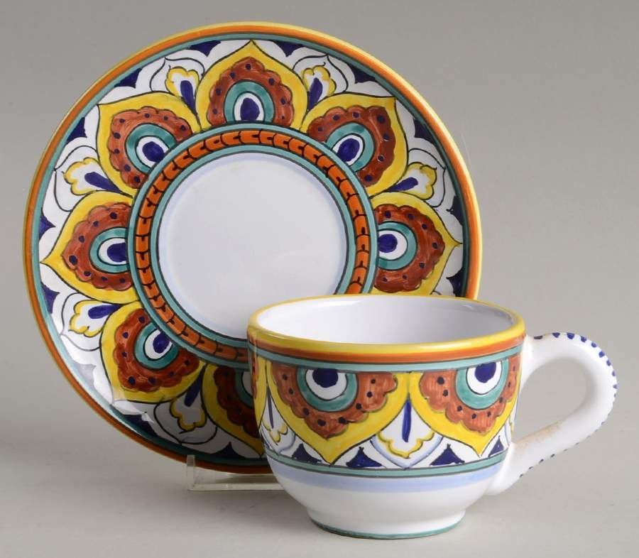 Umbria Flat Cup & Saucer Set by Vietri (Italy)-1
