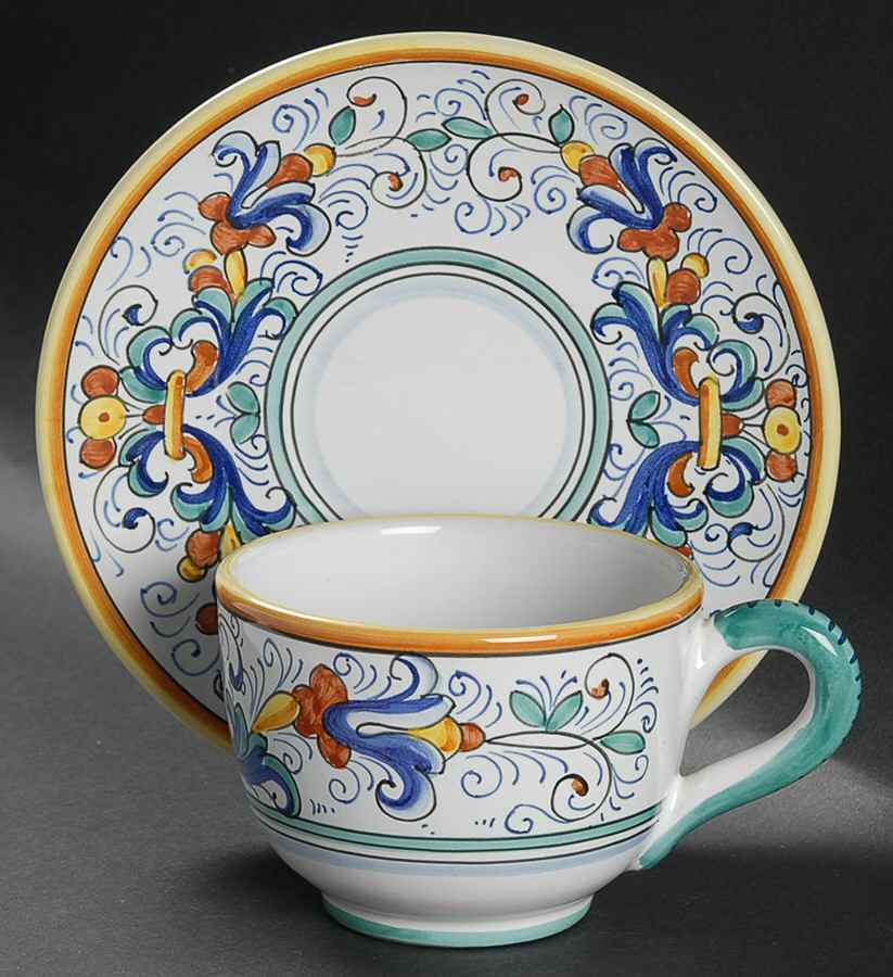 Umbria Flat Cup & Saucer Set by Vietri (Italy)-1