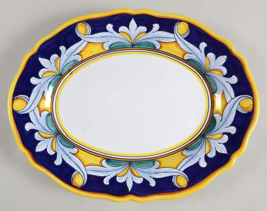 Umbria 14" Oval Serving Platter by Vietri (Italy)-1