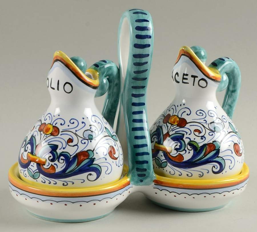 Umbria Vinegar and Oil Tray Set by Vietri (Italy)-1