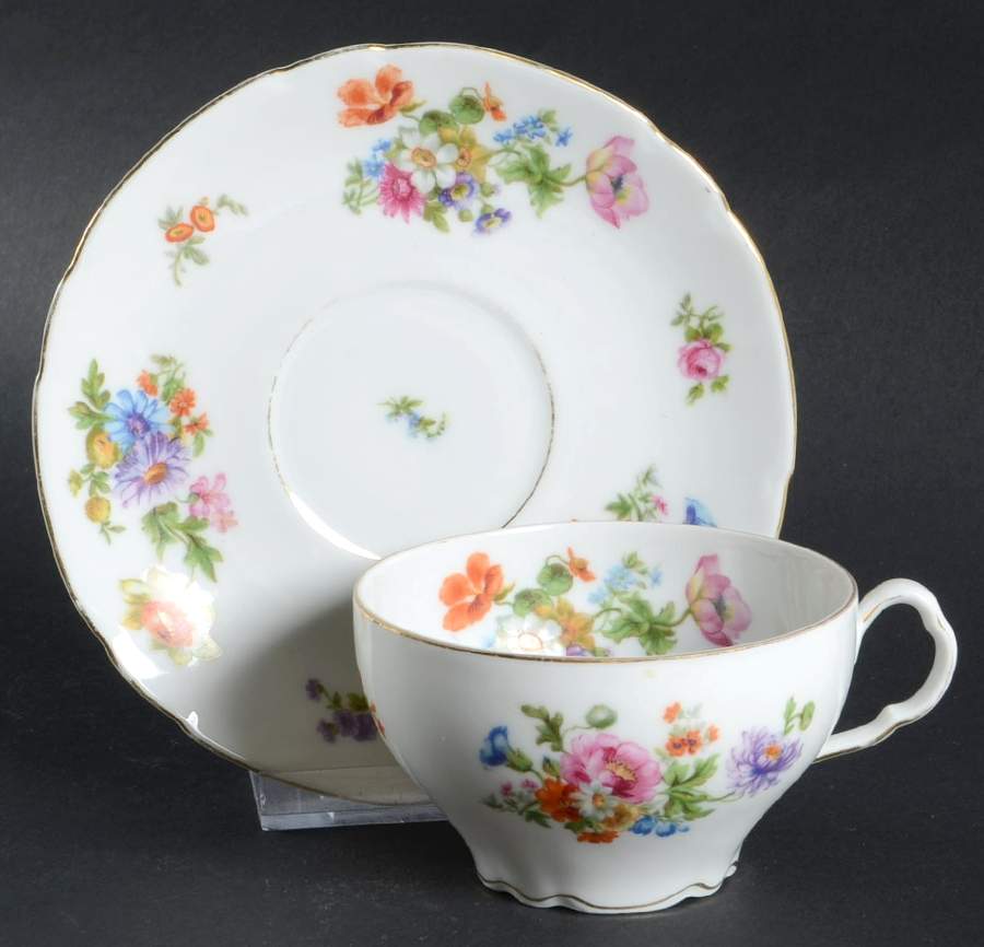 VIT220 Footed Cup & Saucer Set by Victoria (Czech)-1