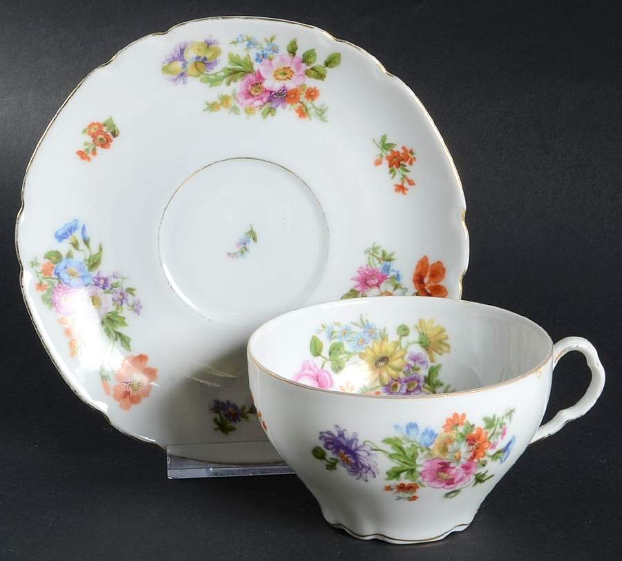 VIT220 Footed Cup & Saucer Set by Victoria (Czech)-1